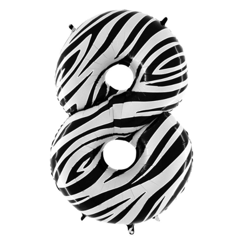Воздушный шар цифра 8 зебра анимал