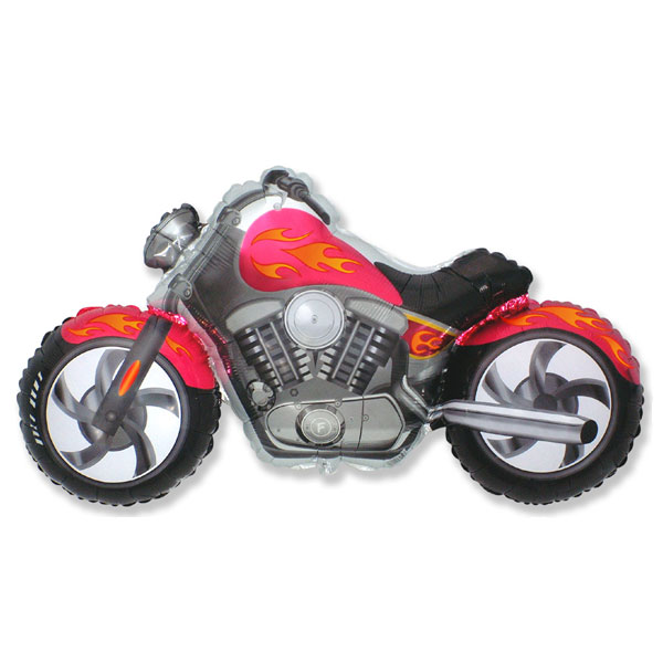 Фольгированный шар мотоцикл чоппер бордовый
