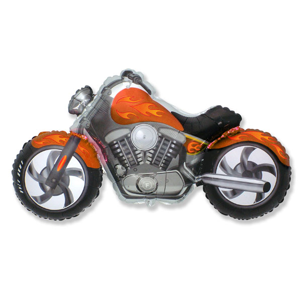 Фольгированный шар мотоцикл чоппер оранжевый