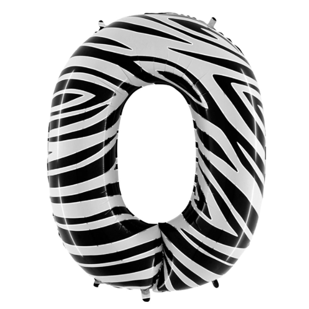 Воздушный шар цифра 0 зебра анимал