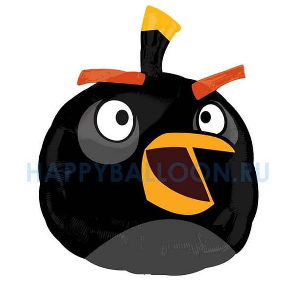Фольгированный шар Angry Birds черный Боб