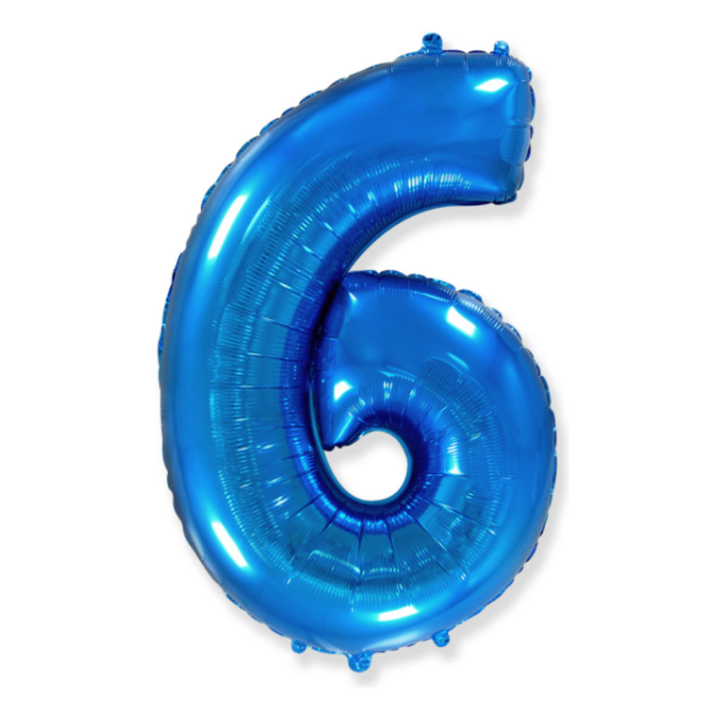 Воздушный шар цифра 6 синяя
