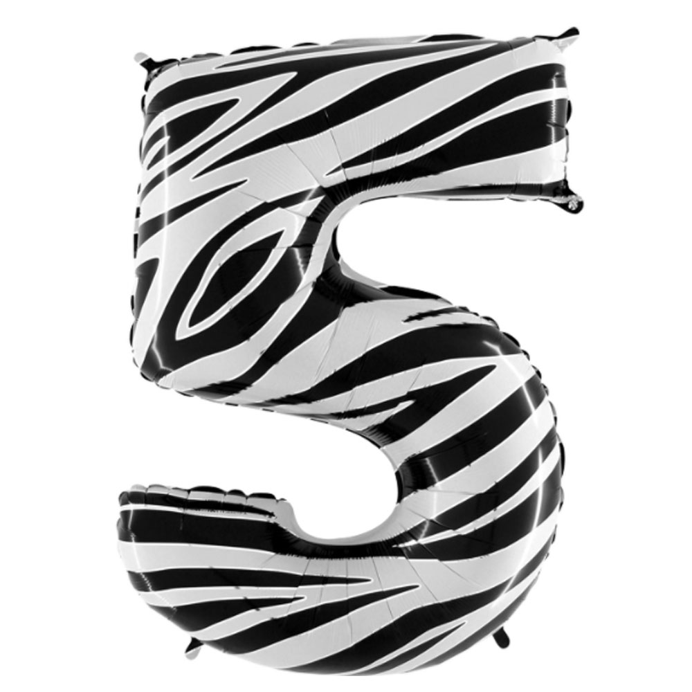 Воздушный шар цифра 5 зебра анимал