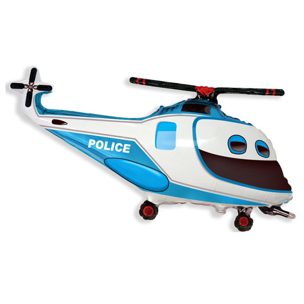 Фольгированный шар вертолет-спасатель голубой