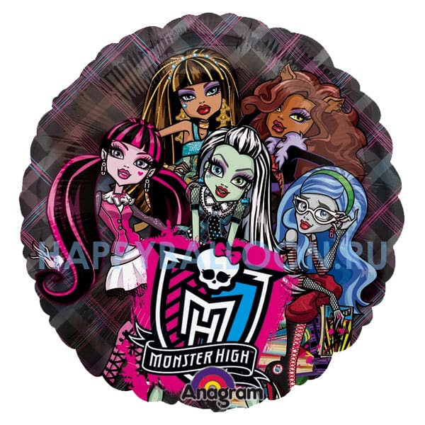 Большой фольгированный шар круг Monster High