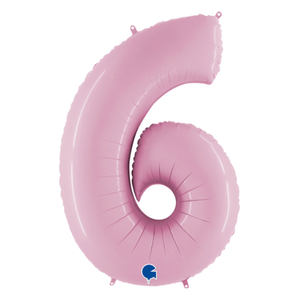 Воздушный шар цифра 6 нежно-розовая