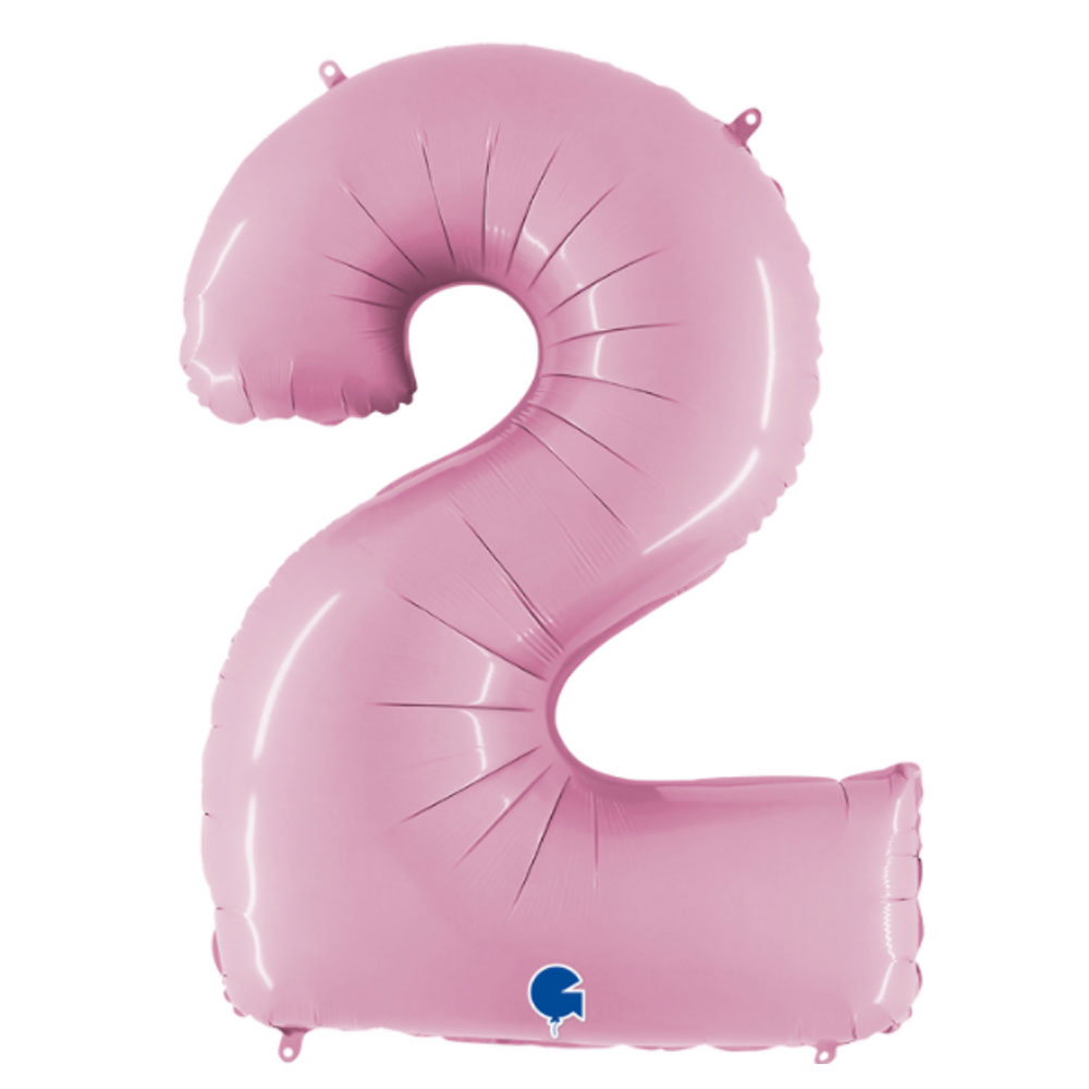 Воздушный шар цифра 2 нежно-розовая