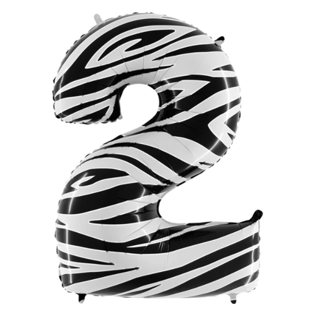 Воздушный шар цифра 2 зебра анимал