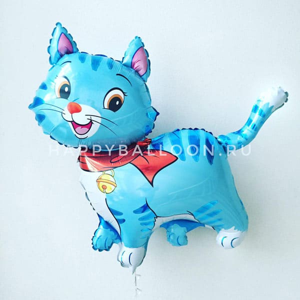 Фольгированный шар котенок голубой
